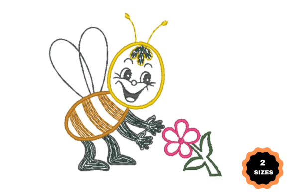 Funny Bee Embroidery Design