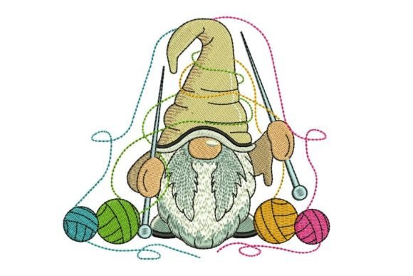 Knitting Gnome: A Fun Embroidery Design