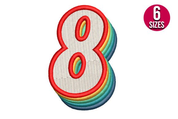 Retro Number Eight: A Bold Embroidery Design