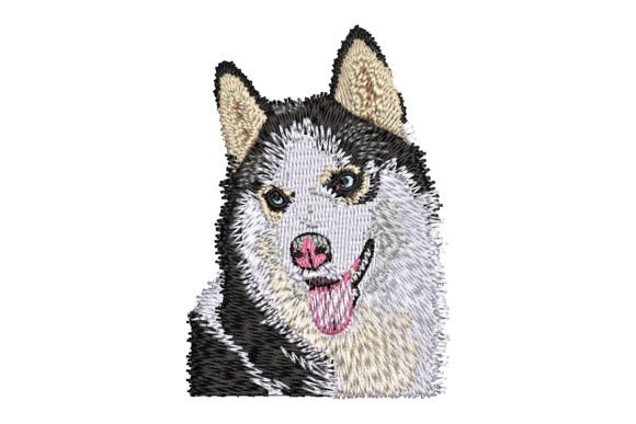 Siberian Husky Embroidery Design