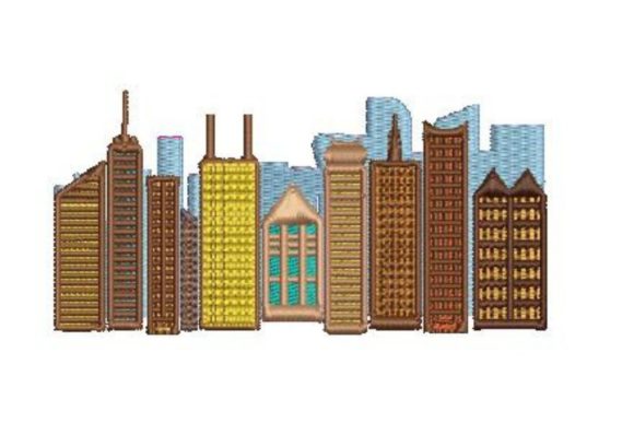 Skyline of a City Embroidery Design